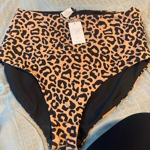 Coral Reef High waited cheetah bathing suit bottoms